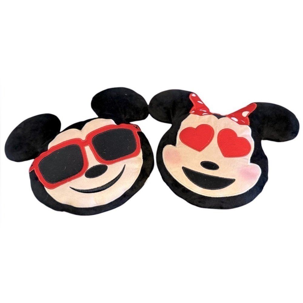 Disney Mickey & Minnie Mouse Wear Sunglasses Pillow Set Plush 13"